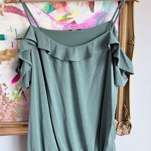 Sage Ruffle Off-Shoulder Camisole